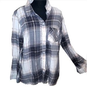 FADED GLORY | 1X | women’s | button down | gray/ pink/ black | sparkle | flannel